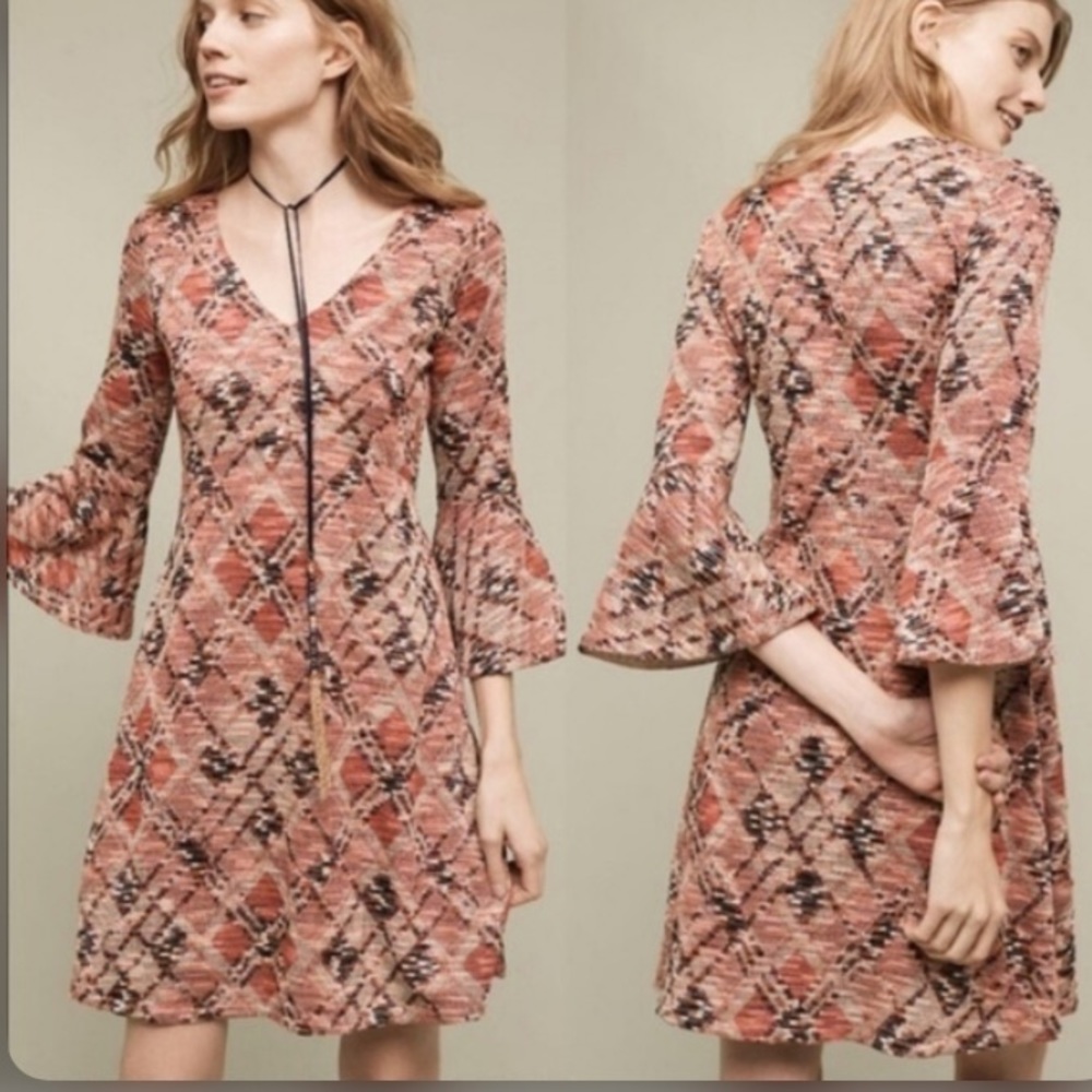 Anthropologie Maeve Erina Bell Sleeve Fit & Flare Dress - Picture 10 of 10